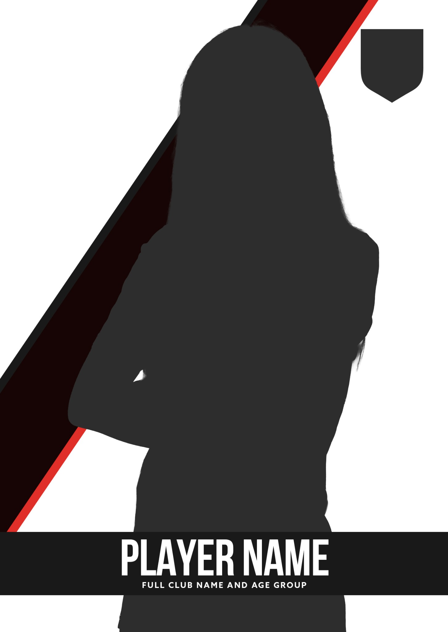 Clean / Classic poster template with player silhouette and placeholder details
