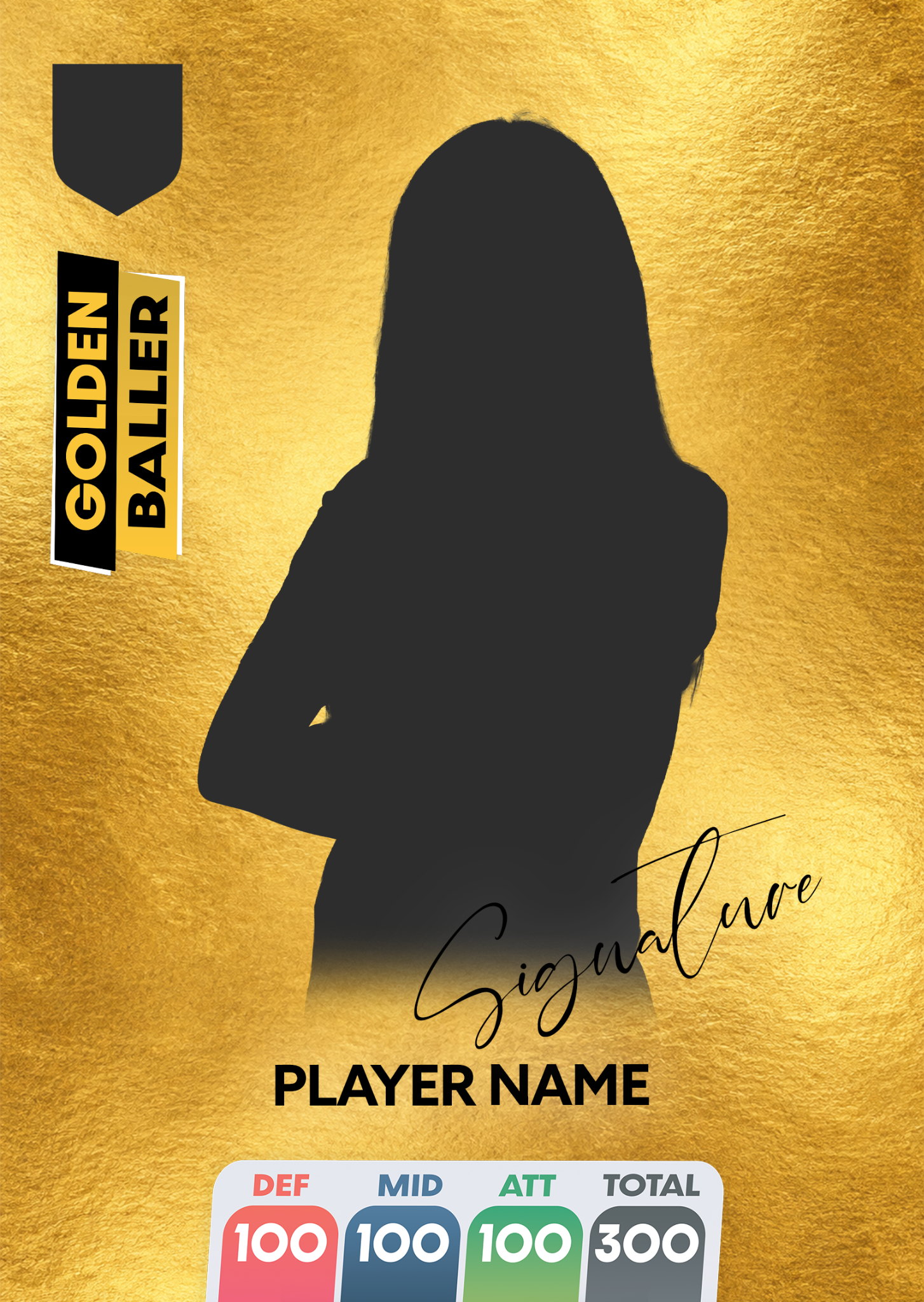 Golden Baller poster template with player silhouette and placeholder details