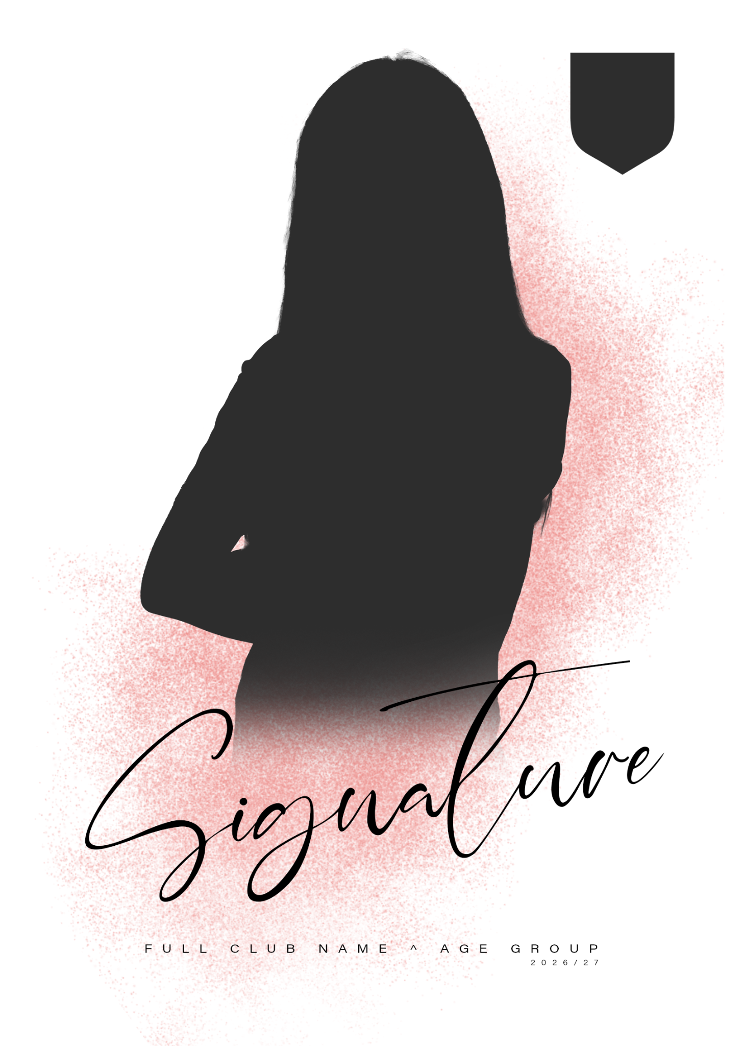 Signature poster template with player silhouette and placeholder details