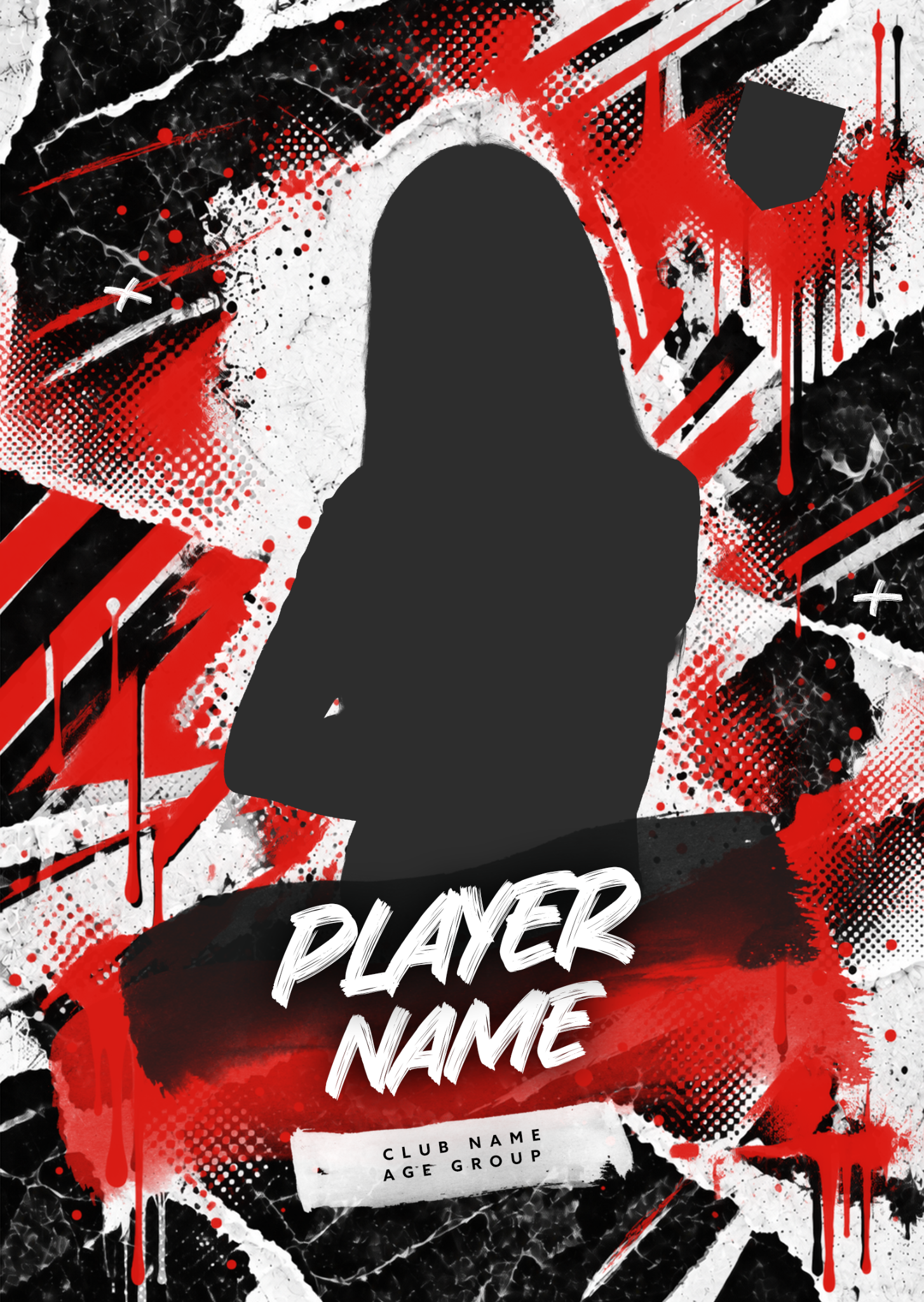 Street / Graffiti poster template with player silhouette and placeholder details